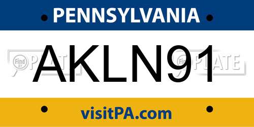 AKLN91 Pennsylvania License Plate