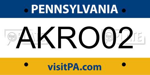 AKRO02 Pennsylvania License Plate