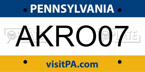 AKRO07 Pennsylvania License Plate