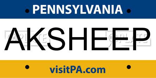 AKSHEEP Pennsylvania License Plate