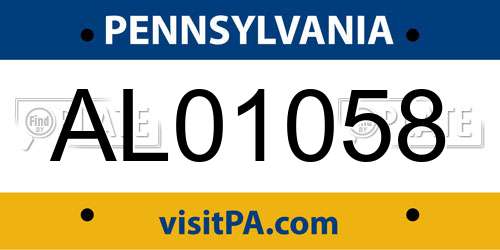 AL01058 Pennsylvania License Plate