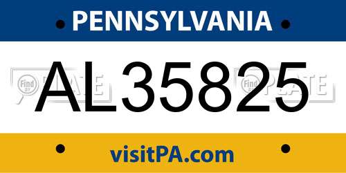 AL35825 Pennsylvania License Plate