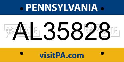 AL35828 Pennsylvania License Plate