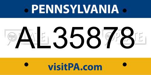 AL35878 Pennsylvania License Plate