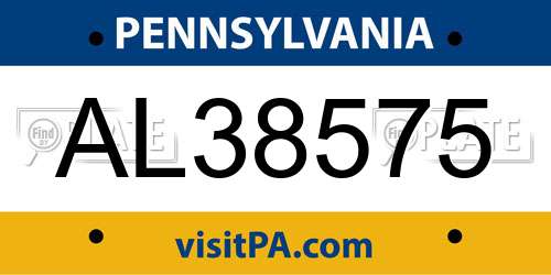 AL38575 Pennsylvania License Plate