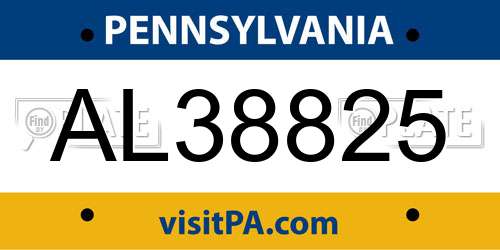 AL38825 Pennsylvania License Plate