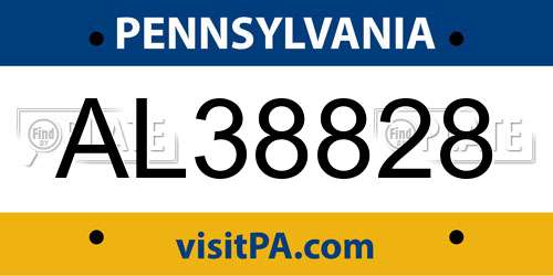 AL38828 Pennsylvania License Plate