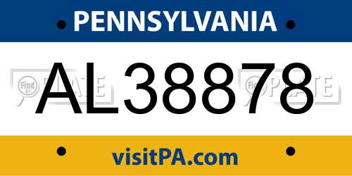 AL38878 Pennsylvania License Plate