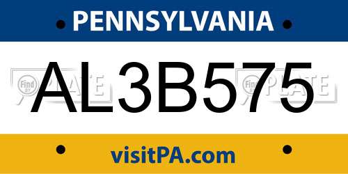 AL3B575 Pennsylvania License Plate
