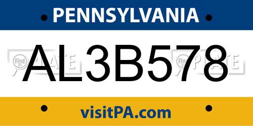 AL3B578 Pennsylvania License Plate