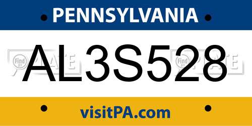 AL3S528 Pennsylvania License Plate