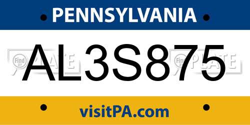 AL3S875 Pennsylvania License Plate