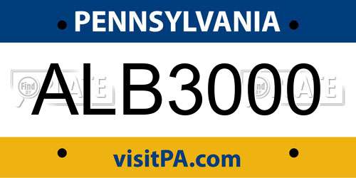 ALB3000 Pennsylvania License Plate