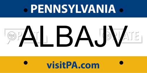 ALBAJV Pennsylvania License Plate