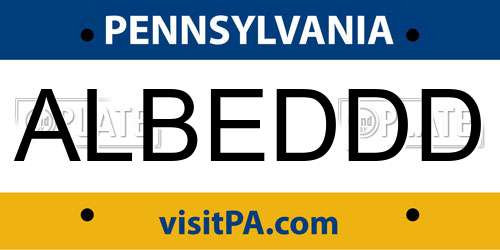 ALBEDDD Pennsylvania License Plate