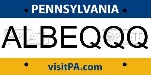 ALBEQQQ Pennsylvania License Plate