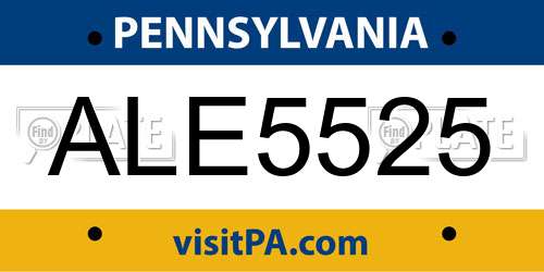 ALE5525 Pennsylvania License Plate