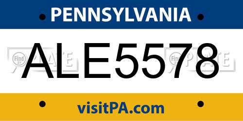 ALE5578 Pennsylvania License Plate