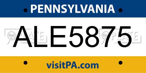 ALE5875 Pennsylvania License Plate