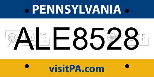 ALE8528 Pennsylvania License Plate