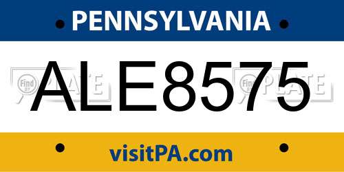 ALE8575 Pennsylvania License Plate