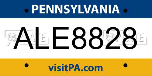 ALE8828 Pennsylvania License Plate