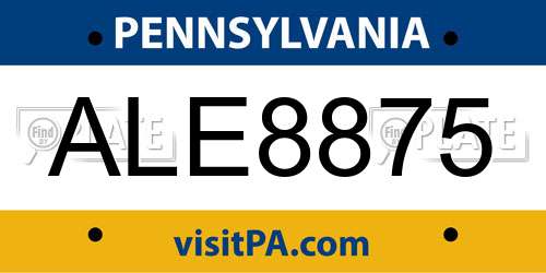 ALE8875 Pennsylvania License Plate