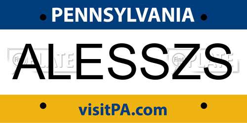 ALESSZS Pennsylvania License Plate