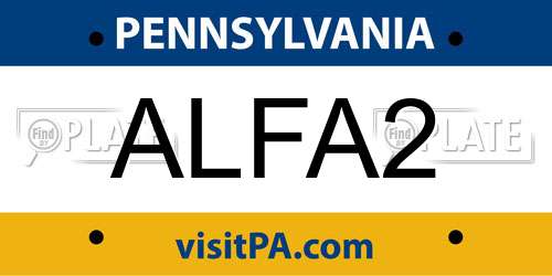 ALFA2 Pennsylvania License Plate
