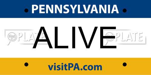 ALIVE Pennsylvania License Plate