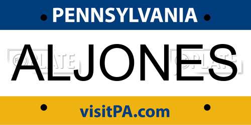 ALJONES Pennsylvania License Plate