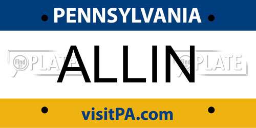 ALLIN Pennsylvania License Plate