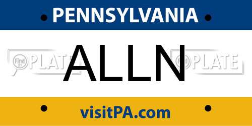 ALLN Pennsylvania License Plate