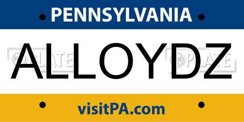 ALLOYDZ Pennsylvania License Plate