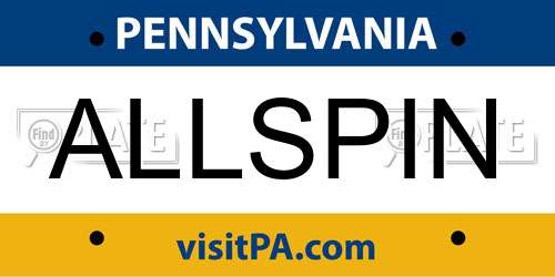 ALLSPIN Pennsylvania License Plate