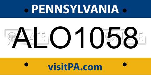 ALO1058 Pennsylvania License Plate