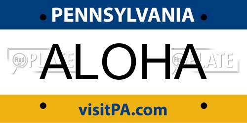ALOHA Pennsylvania License Plate