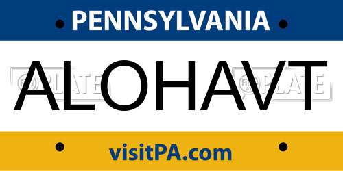 ALOHAVT Pennsylvania License Plate