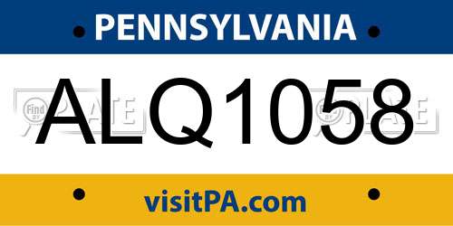 ALQ1058 Pennsylvania License Plate