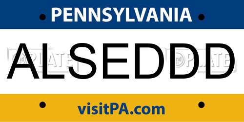 ALSEDDD Pennsylvania License Plate