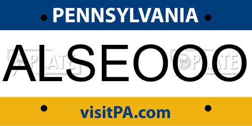 ALSEOOO Pennsylvania License Plate
