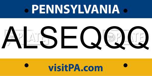 ALSEQQQ Pennsylvania License Plate