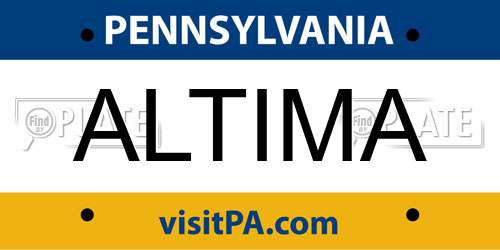 ALTIMA Pennsylvania License Plate