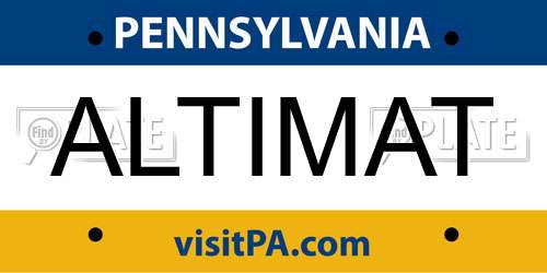 ALTIMAT Pennsylvania License Plate
