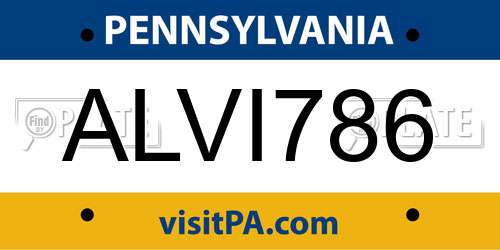 ALVI786 Pennsylvania License Plate