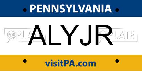 ALYJR Pennsylvania License Plate