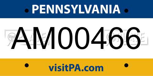 AM00466 Pennsylvania License Plate