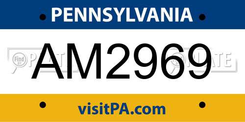 AM2969 Pennsylvania License Plate