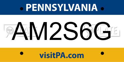 AM2S6G Pennsylvania License Plate