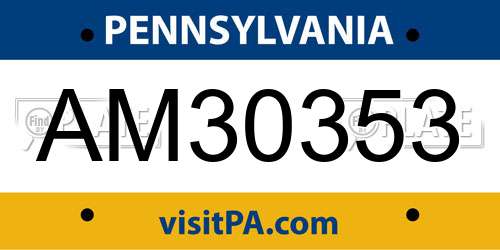 AM30353 Pennsylvania License Plate
